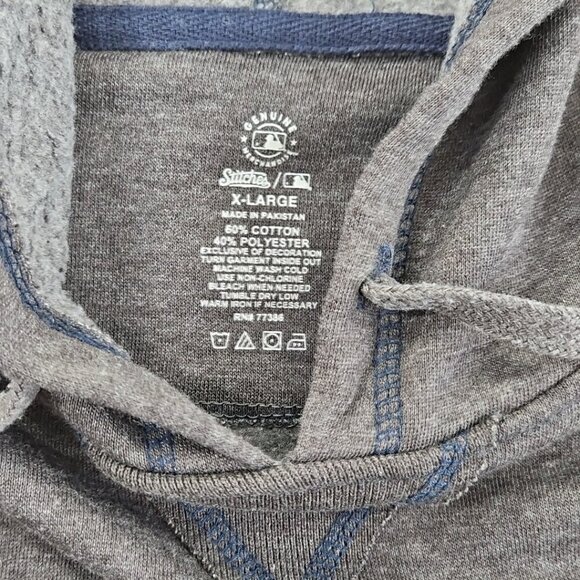 NWT Stitches Atlanta Braves MLB Men's X-Large V-Neck Hooded Grey Sweatshirt NEW - Picture 9 of 16